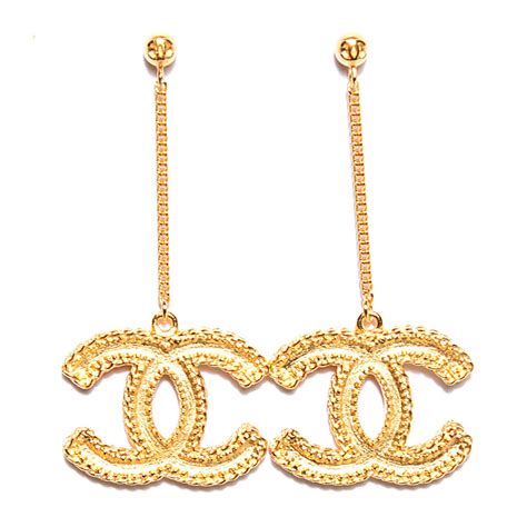 chanel cc logo diamond earrings|Chanel double c drop earrings.